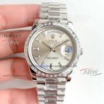 Perfect Replica Swiss Fake Rolex Day Date 40mm Silver Dial Jubilee Watch